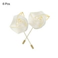 thumbnail image 3 of 6 Pcs Groom Boutonnieres Rose Boutonnieres Pins for Men Wedding Anniversary Formal Dinner Party Pure White, 3 of 5