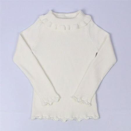 

Augper Baby Girl Clothes Long Sleeve Fall Winter Clearance Toddler Kids Baby Knit Ruffles Turtleneck Sweater Soft Solid Sweater Crochet
