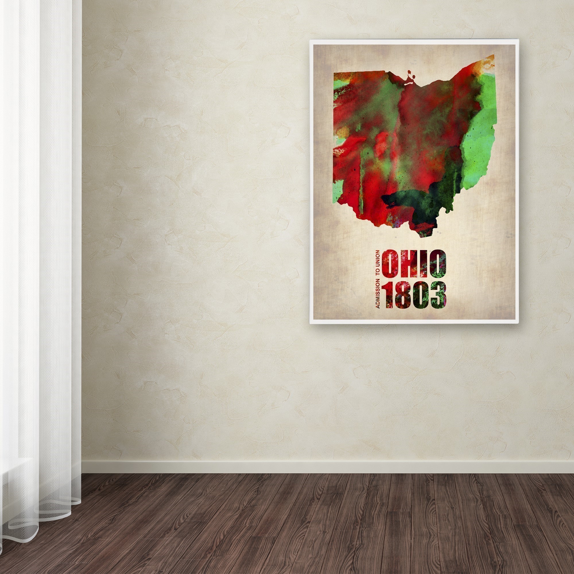 Trademark Fine Art "Ohio Watercolor Map" Canvas Art by Naxart