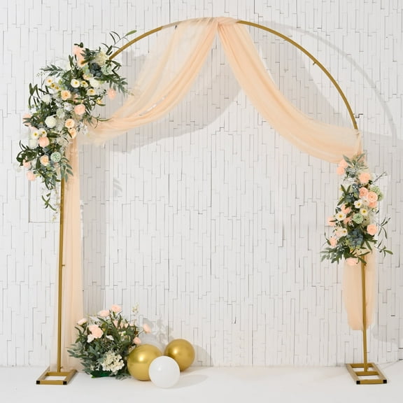 8FT Wedding Arch Backdrop Stand, Metal Arch Backdrop Stand for Birthday Party Anniversary Backdrop Stand Decoration Balloon Arch Stand, Wedding Arches for Ceremony (Gold)