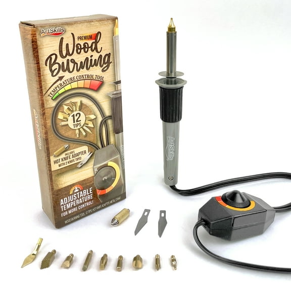 ArtSkills Wood Burning Tool Kit for Adults Teens & Beginners – 16 Piece Complete Woodburning Kit with Adjustable Temperature Wood Burning Pen, 12 Tips, Hot Knife Adapter