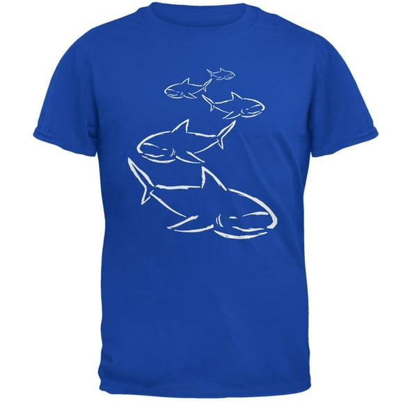 Shark Hunting Line Handdrawn Mens T Shirt Royal SM