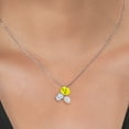 thumbnail image 3 of Gem Stone King 925 Silver and 10K Yellow Gold Canary Mystic Topaz White Topaz and White Moissanite Pendant Necklace for Women (3.06 Cttw, Oval 8X6MM, 7X5MM and 6X4MM, Gemstone, with 18 inch Chain), 3 of 4