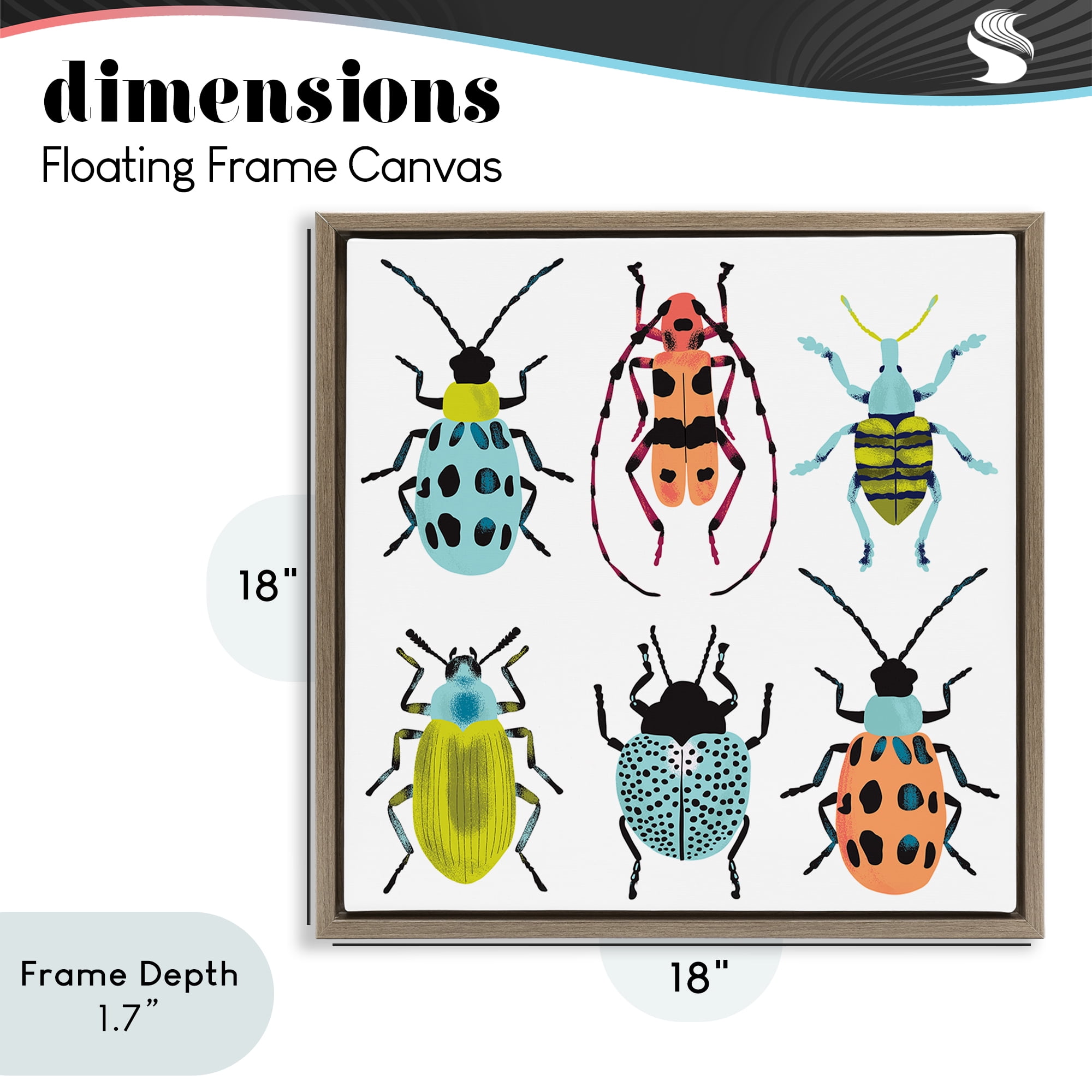 Stupell Industries Beetles & Bugs Collection Brown Framed Floater Canvas Wall Art, design by Metka Hiti