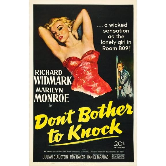 Don'T Bother To Knock Marilyn Monroe Richard Widmark 1952
Tm And Copyright (C) 20Th Century Fox Film Corp. All Rights Reserved.
Courtesy: Everett Collection Movie Poster Masterprint (11 x 17)