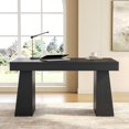 thumbnail image 4 of 1Easylife 55 Inches Long Computer Desk, Large Black Wooden Home Office Desk with Heavy Duty Pedestal, Modern Simple Style Study Writing Table, 4 of 16