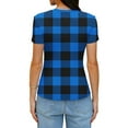thumbnail image 5 of Women’s Plaid T-Shirt, Summer Round Neck Short Sleeve Tops, Fashion Slim Groove Strip Tees,Blue,L, 5 of 6