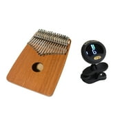Kalimba Thumb Piano Package Includes: Dobani Thumb Piano Kalimba 17-key, W/ Rounded Back - Red Cedar + Clip-on Chromatic Tuner