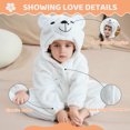 thumbnail image 3 of Sewkxo Toddlers Bear Costume Cosplay Rompers Flannel Fuzzy Fall Winter Hooded Jumpsuits,White 80, 3 of 7