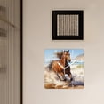 thumbnail image 3 of 14 Inch Wall Clock Battery Operated Square Clock Decorative for Office, Kitchen, Outdoor, Living Room，Wild Running Horse At Beach Picture, 3 of 4