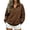 Brown, variant on Horkkom Quarter Zip Pullover Women Casual Loose Soft Tops Oversized Fall Winter Sweatshirt L