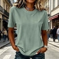 thumbnail image 2 of Admvng Women's Striped T-Shirt Crew Neck Short Sleeve Casual Solid Basic Tee Tops, 2 of 7