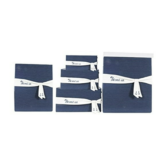 Anne Home - Set of 5 Blue Fabric Basket With Bow Decoration