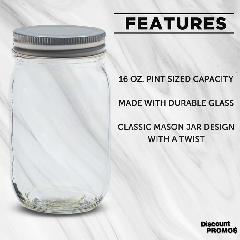 16 oz Mason Glass Jar with your choice of lid - Pint - Made In USA