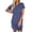 Royal Blue, variant on Laqbezok Ribbed Knit Pocket Dress, Casual Textured Vertical Short Sleeve Stripe Mini Dress, Slimming Round Neck Summer T-Shirt Dress, Solid Color Tunic Sun Dress