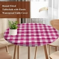 thumbnail image 5 of Pink Gradient Buffalo Plaid Fitted Round Tablecloths Elastic Edged Table Covers 45"-54",Waterproof Table Cloth for Kitchen Holiday Party Tables Decor, 5 of 9