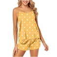 thumbnail image 2 of Sakmal Shorts Pant Pajamas for Women Trendy Sleeveless Yellow Comfy Polka Dot Loose Fit Ladies Sleepwear, 2 of 5