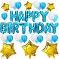 thumbnail image 1 of KUNgYO - Juego de decoración para fiesta de cumpleaños, pancarta con letras de globos de feliz cumpleaños, 6 estrellas doradas de Mylar, 21 globos de látex, suministros perfectos para fiestas de cumpl KUNGYO 601593094447, 1 of 1