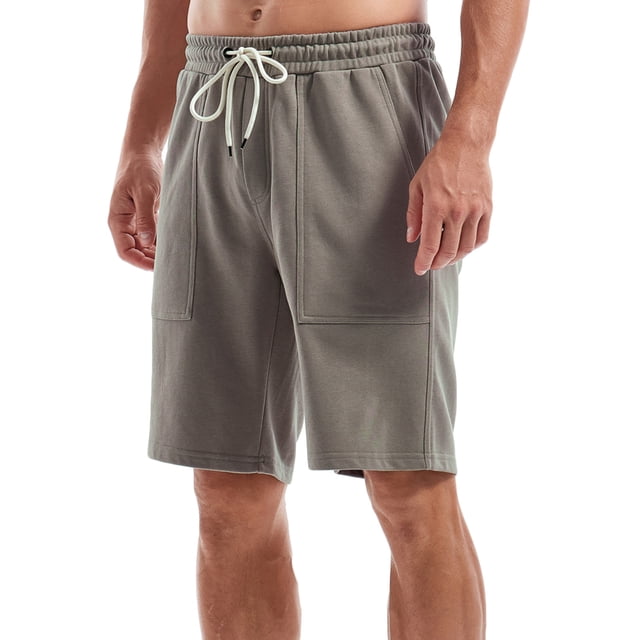 Timegard Shorts Men Sweat Shorts Straight Leg Elastic Waist Loose Comfy Workout Shorts with Pockets