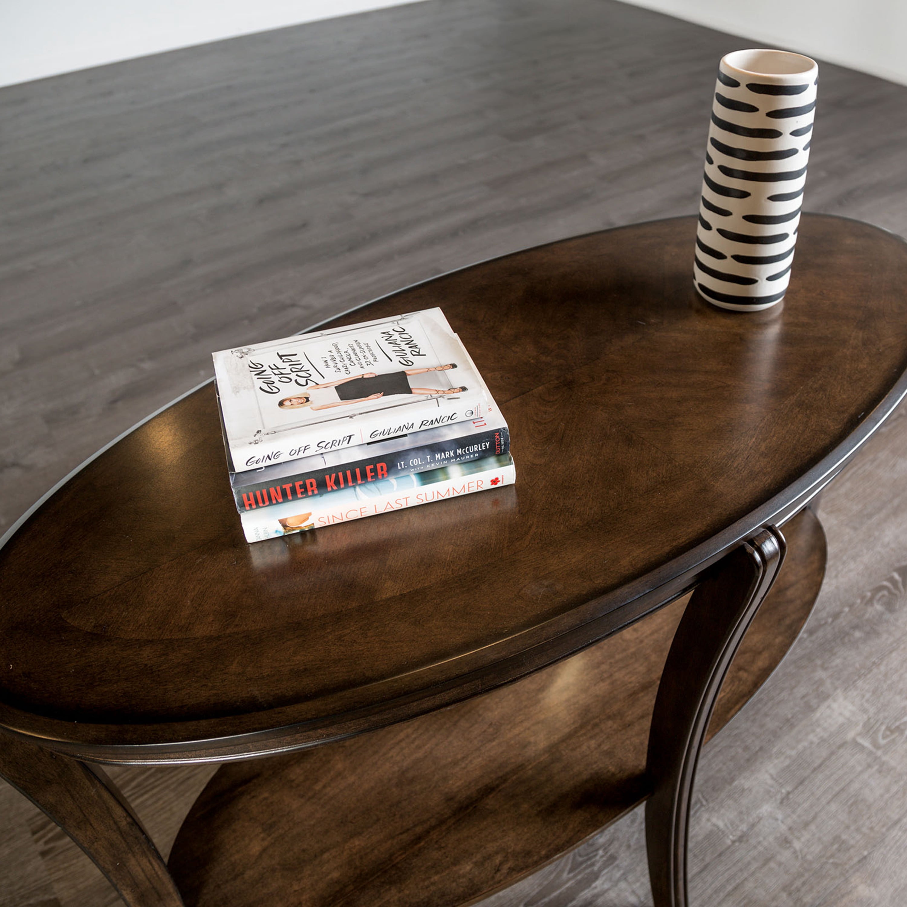 Furniture of America Orian Transitional 1-Shelf Wood Oval Sofa Table, Walnut