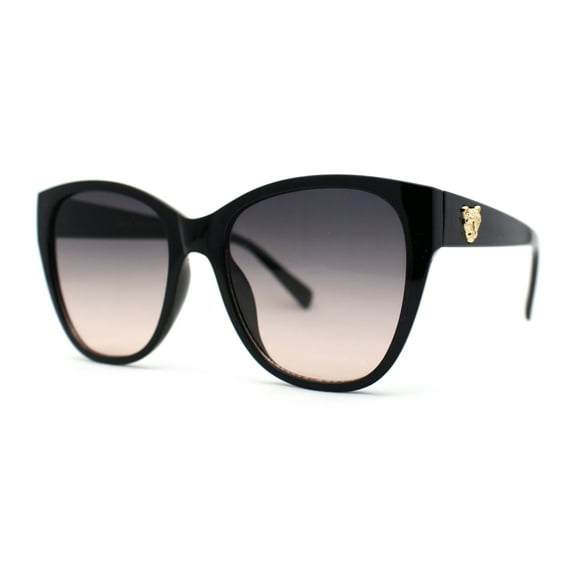 Timeless Classic Slick Oversize Cat Eye Mod Chic Plastic Sunglasses Black Beige Smoke