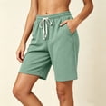 thumbnail image 6 of Besolor Summer Shorts for Women Wide Leg High Waist Elastic Drawstring Casual Loose Loungewear Workout Short Pants with Pockets, 6 of 6