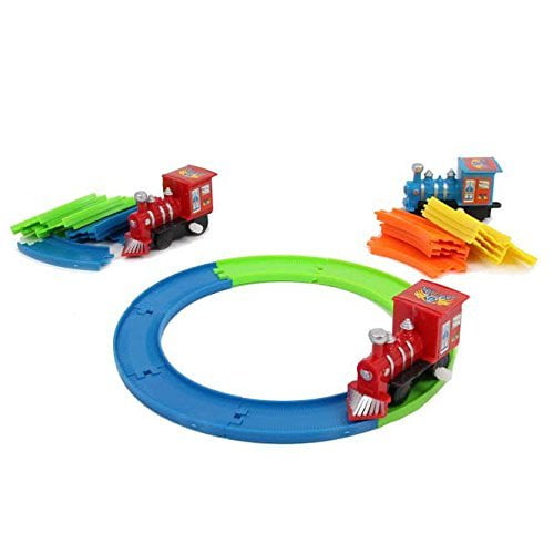 Classic Wind Up Train Set with 5 Bright Colored Tracks for Ages 3 and