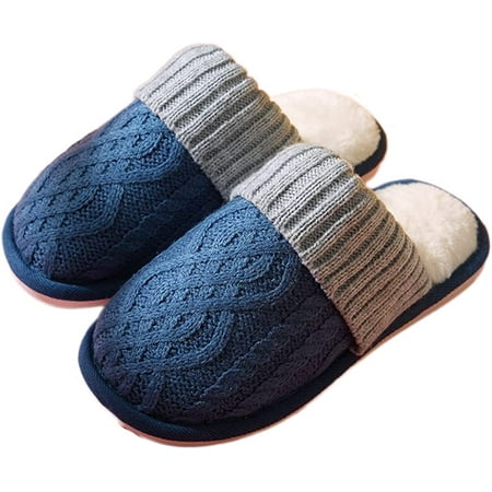 

PIKADINGNIS Women Knitted Plush Fleece Slippers Warm Winter Memory Foam Slipper Indoor Outdoor Home Shoes