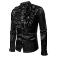 thumbnail image 1 of Txlixc, camisas de vestir de manga larga con diseño brillante para hombre, camisas ajustadas con botones de negocios, camisas con volantes, camisa de vestir de fiesta de lujo Txlixc Estilo de ocio, 1 of 10