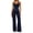 Dark Blue, variant on Telankuip Two Piece Workout Sets for Women Sleeveless V-Neck Racerback Tank Top Matching High Waist Flare Leg Yoga Pants Casual Solid Color Slim Fitted Gym Fitness Running Outfits XL