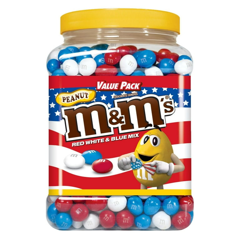 M&M's Chocolate Candies, Red, White & Blue Mix, Peanut - 62 oz