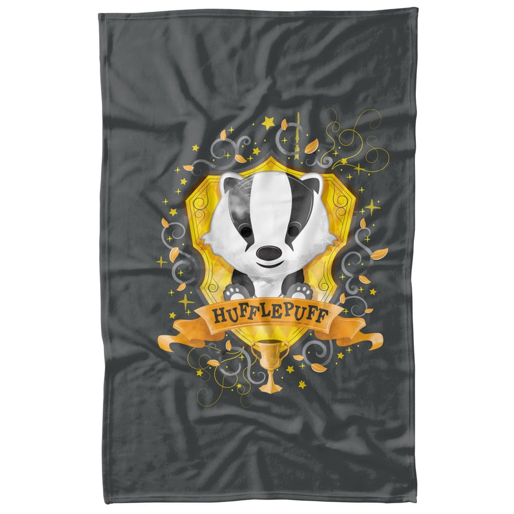 Harry Potter Watercolor Hufflepuff Crest 36x58" Throw Blanket
