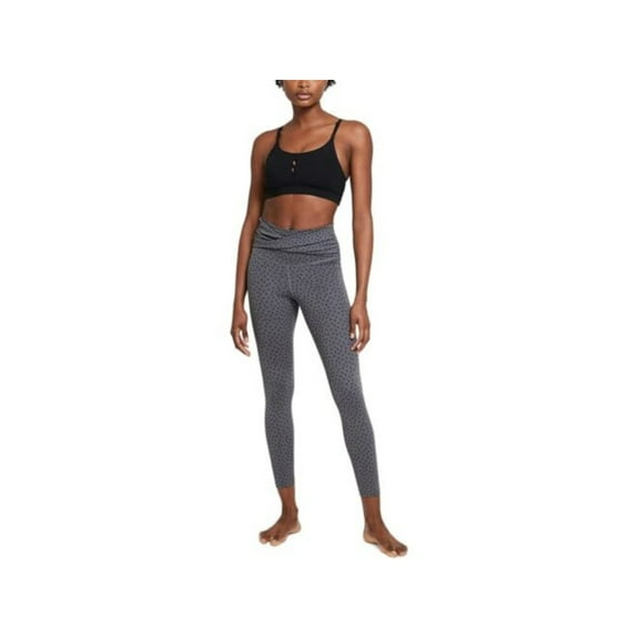NIKE Womens Gray Moisture Wicking Pocketed Overlapping Waistband Polka Dot Active Wear High Waist Leggings XS