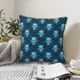 thumbnail image 6 of Fotbe Blue Owl Pattern Velvet Decorative Throw Pillow Covers with Elegant Piping, Soft Plush Cushion Cover for Sofa, Bed, Car, Office-18"x18", 6 of 8