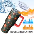 thumbnail image 3 of Snowman Holiday Christmas 40oz Coffee Cup Stainless Steel Insulated, Winter Travel Tumbler with Handle and Straw, Gift for Women Men, 3 of 4