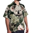 thumbnail image 2 of Koala Men's Short Sleeve Printed Button Down Beach Shirt Casual Summer Unisex Tops with Spread Collar, 2 of 6