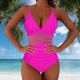thumbnail image 5 of cocolona Womens One Piece Tummy Control Swimsuits Summer Solid Color V Neck Mesh Patchwork Bathing Suit, 5 of 6