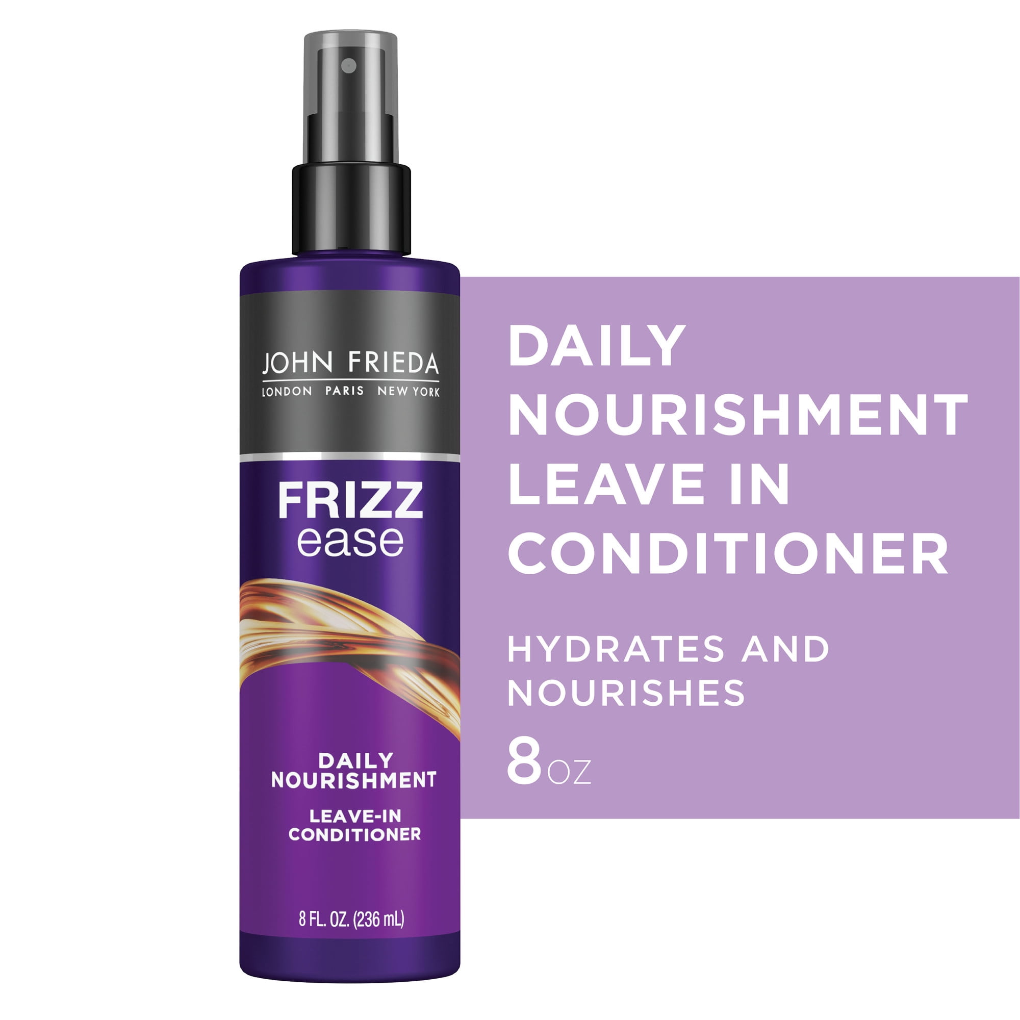 John Frieda Anti Frizz, Frizz Ease Daily Nourishment Leave In Conditioner  for Frizzy, Dry Hair, 8 fl oz 