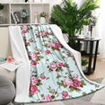 thumbnail image 2 of Flowers Themed Fuzzy Blanket: Soft, Cozy & Decorative Flannel Throw Blanket- Perfect 50x60in Bed Throw Blanket for Your Bed, Sofa, Couch & Chair., 2 of 5
