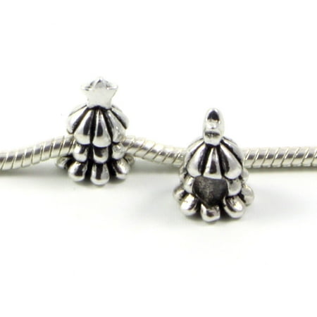 Christmas Tree Star Charm - 3 Beads - Christmas Tree Star Silver European Bead Charm E0491