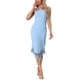 thumbnail image 2 of INSPIRE CHIC Vestido de fiesta para mujeres midi elegante con tirantes halter, sin mangas, con flecos, vestido de noche ajustado largo color azul cielo L, 2 of 5
