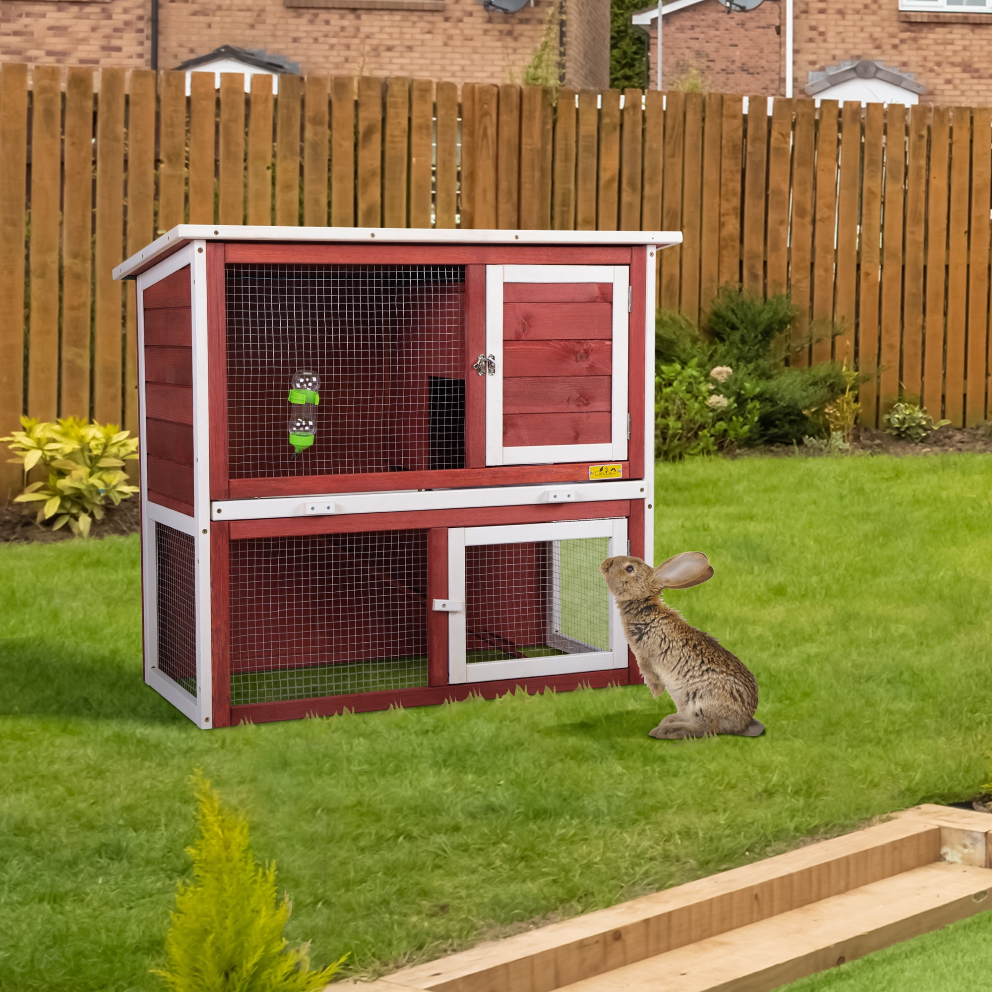 vidaXL Wooden Rabbit Hutch 36" Bunny Pet Cage Small Animal House Chicken Coop 