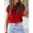 thumbnail image 6 of Women'S Summer Cropped Sweater Vest Trendy Cap Sleeve Crop Tops Crew Neck Loose Knit Tank Top Red L, 6 of 7