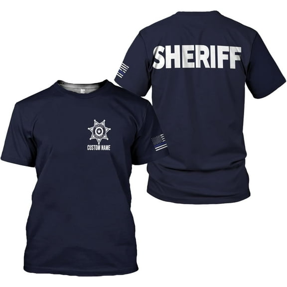 Personalized Name Police USA Flag Patriotic Police T-Shirt, Custom Name Police T Shirts for Men and Women Full Size S-5XL (US, Alpha, Small, 5X-Large, Regular, Regular, Blue) (S)