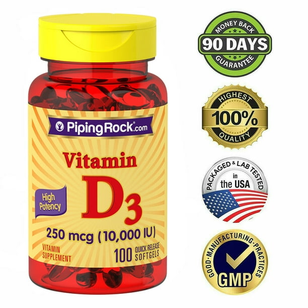 VITAMIN D3 10000 IU 100 Capsule Softgels Max Potency Promotes Strong