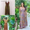 thumbnail image 3 of Women Evening Summer Dress Indian Sari Silk Long Maxi Bohemian Magic Dress(2 PC), 3 of 4