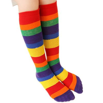 

AkoaDa Autumn Color Stripe Girl Long Tube Over The Knee Cotton Socks Children Pile Socks