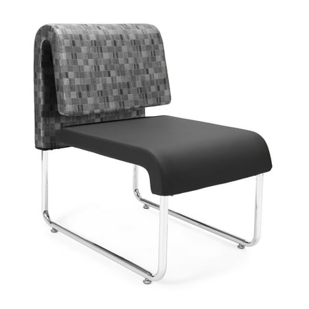 Contour Series 2 Seat Sofa (420-2PK-NCKL-606 Modern Home Office Furniture UNO Series 2 Pack NICKEL-PU Back BLACK Fabrc Seat Lounge Chair Reception)