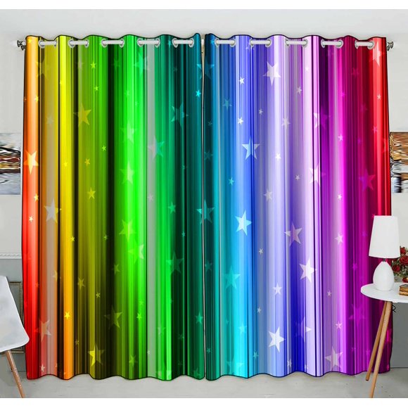YUSDECOR Colored Striped Stardust Practical heat insulation Shading Window Curtain Size 52(W)x84(H) inches(Two Piece)