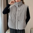 thumbnail image 2 of Women Winter Vest Quilted Puffer Vests Parka Sleeveless Jacket Cap Sleeve Outwear V Neck Shacket Jackets Full Zip Outfits Thicken Warm Outerwear Comfy Casual Cardigan Peacoat, 2 of 3
